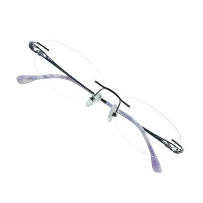 VisionGlobal Pure Titanium Frame for men/women Blue Light Blocking,Hand-set Diamond Fashion Glasses (Purple Clear, 2.50 Magnification)