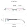 VisionGlobal Pure Titanium Frame for men/women Blue Light Blocking,Hand-set Diamond Fashion Glasses (Pink Pink, 1.50 Magnification) view 3