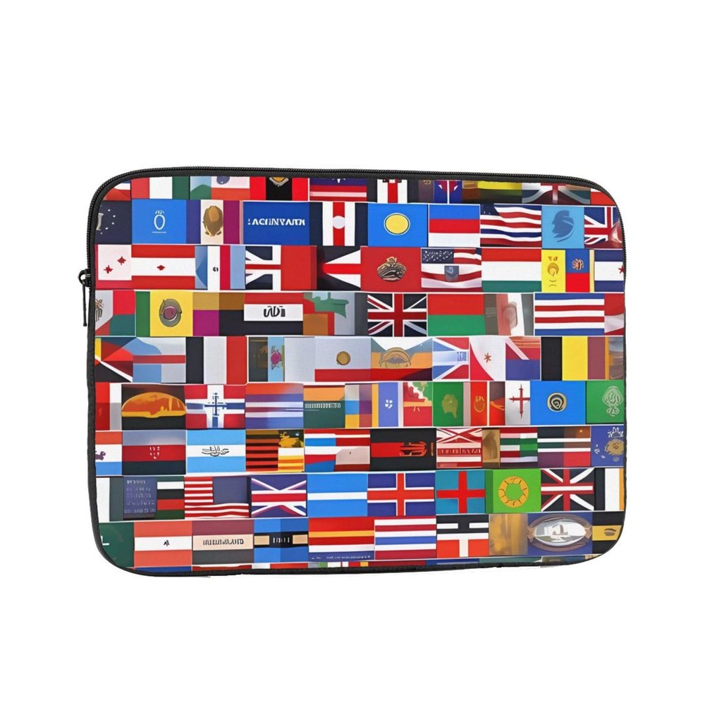 17 Inch Laptop Case Computer Sleeve Shockproof Water-Resistant Notebook Case Bag for Business Travel and Daily Use Various Flags Prints