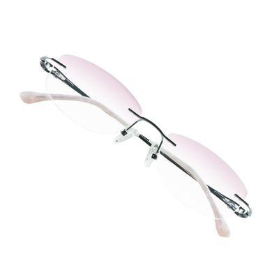VisionGlobal Pure Titanium Frame for men/women Blue Light Blocking,Hand-set Diamond Fashion Glasses (Pink Pink, No Magnification)