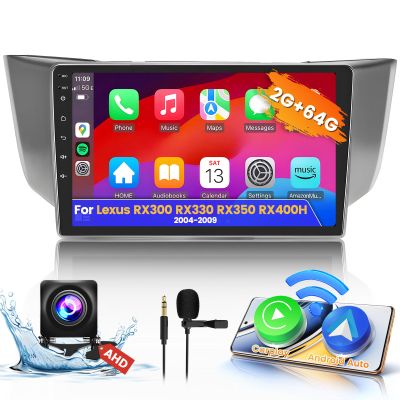 DSP 2+64G CarPlay Radio for Lexus RX300 RX330 RX350 RX400H 2003-2009, 9'' Touch Screen for RX350 Stereo with GPS Navigation Bluetooth Mirror Link 5GHz WiFi FM RDS + Backup Camera