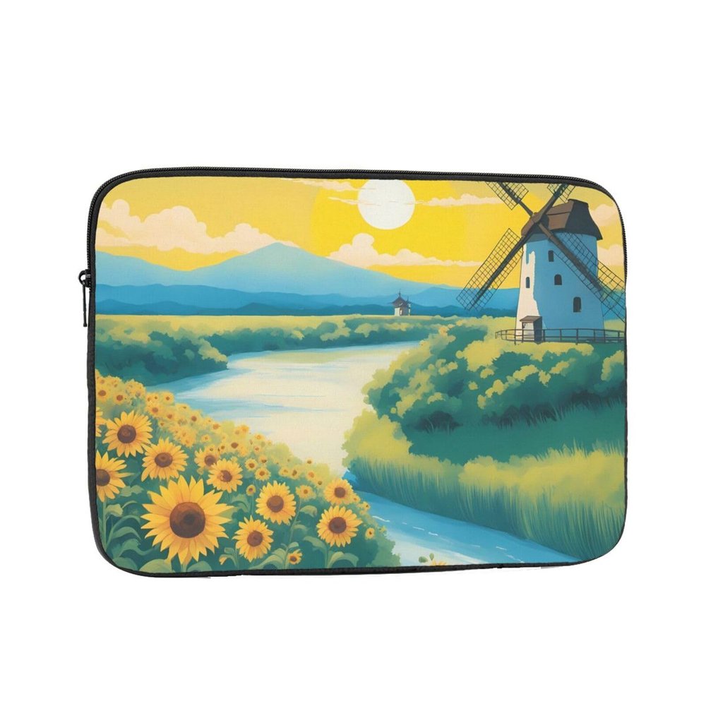 13 Inch Laptop Case Computer Sleeve Shockproof Water-Resistant Notebook Case Bag for Business Travel and Daily Use Beautiful Windmill Prints