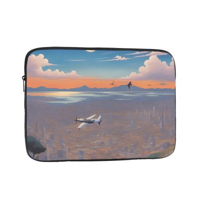 13 Inch Laptop Case Computer Sleeve Shockproof Water-Resistant Notebook Case Bag for Business Travel and Daily Use Airplane in The Distance Prints