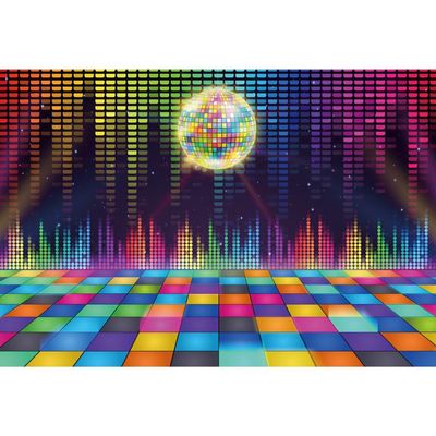 Laeacco 15x10ft Discoparty Backdrop Vintage 70s 80s 90s Shining Ball Stage Backdrop Night Club Music Dance Party Photography Background Let's Glow Party Cake Table Banner Photo Booth Props