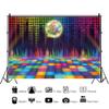 Laeacco 15x10ft Discoparty Backdrop Vintage 70s 80s 90s Shining Ball Stage Backdrop Night Club Music Dance Party Photography Background Let's Glow Party Cake Table Banner Photo Booth Props view 2