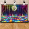 Laeacco 15x10ft Discoparty Backdrop Vintage 70s 80s 90s Shining Ball Stage Backdrop Night Club Music Dance Party Photography Background Let's Glow Party Cake Table Banner Photo Booth Props view 4
