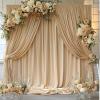 10ftx20ft Beige Wrinkle-Free Backdrop Drapes for Party, 4 Panels 5ftx10ft Beige Polyester Background Curtains Backdrop Decorations for Wedding, Birthday view 4