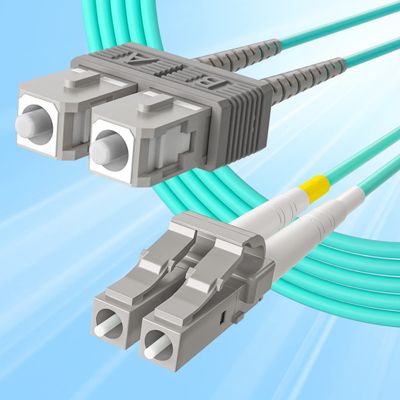10Gtek Fiber Patch Cable - LC to SC OM3 10Gb/Gigabit Multi-Mode Jumper Duplex 50/125m LSZH Fiber Optic Cord, Aqua, 6-Meter(19.7ft)