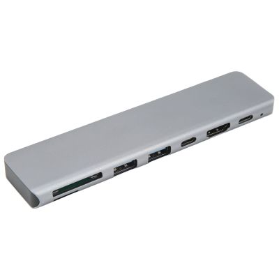Type C Hub, 7 in 1 USB 3.0 Hub 87W PD Fast Charging Multiport Adapter with Card Reader Portable Data Hub with 5Gbps Transfer Speed