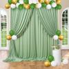 10ftx40ft Sage Green Wrinkle-Free Backdrop Drapes for Party, 8 Panels 5ftx10ft Sage Green Polyester Background Curtains Backdrop Decorations for Wedding, Birthday view 1