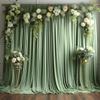 10ftx40ft Sage Green Wrinkle-Free Backdrop Drapes for Party, 8 Panels 5ftx10ft Sage Green Polyester Background Curtains Backdrop Decorations for Wedding, Birthday view 2