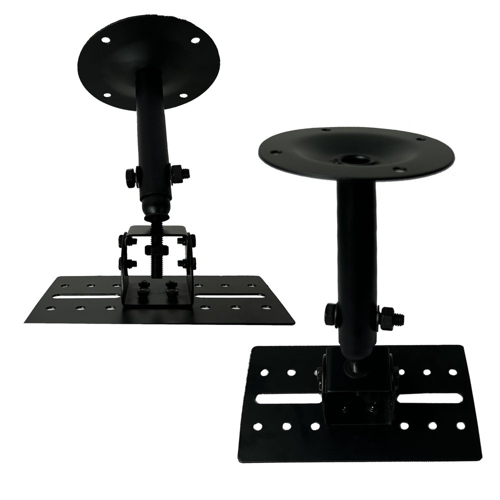 2-Pack Speaker Wall - Ceiling Mount Stand - Black Speaker Mounting Bracket w/ Adjustable Swivel Tilt, Retractable Telescopic Arm - Home Surround Sound System Bookshelf Satellite Speakers SWSB-001