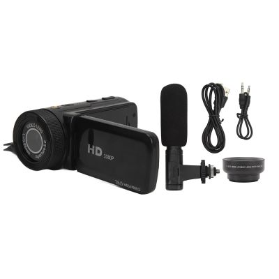 Video Camera Camcorder, 1080P 16MP Vlogging Camera Recorder with Rotatable Screen, External Microphone, Wide Angle Lens 16X Zoom Digital Video Camera for Audio Video Recording