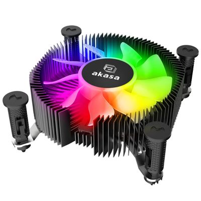 Akasa Vegas Chroma iLG, aRGB Aluminium Intel LGA1700 Mini-ITX Low-Profile Cooler, 29.9mm CPU Cooler Supports up to 73W TDP, Suitable for Mini-ITX & HTPC case, Tool Free Push-pin, AK-CC6615BP01