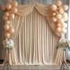 10ftx30ft Beige Wrinkle-Free Backdrop Drapes for Party, 6 Panels 5ftx10ft Beige Polyester Background Curtains Backdrop Decorations for Wedding, Birthday view 3