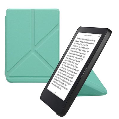 kwmobile Origami Case Compatible with Kobo Clara 2E / Tolino Shine 4 Case - Slim PU Leather Cover with Stand - Mint