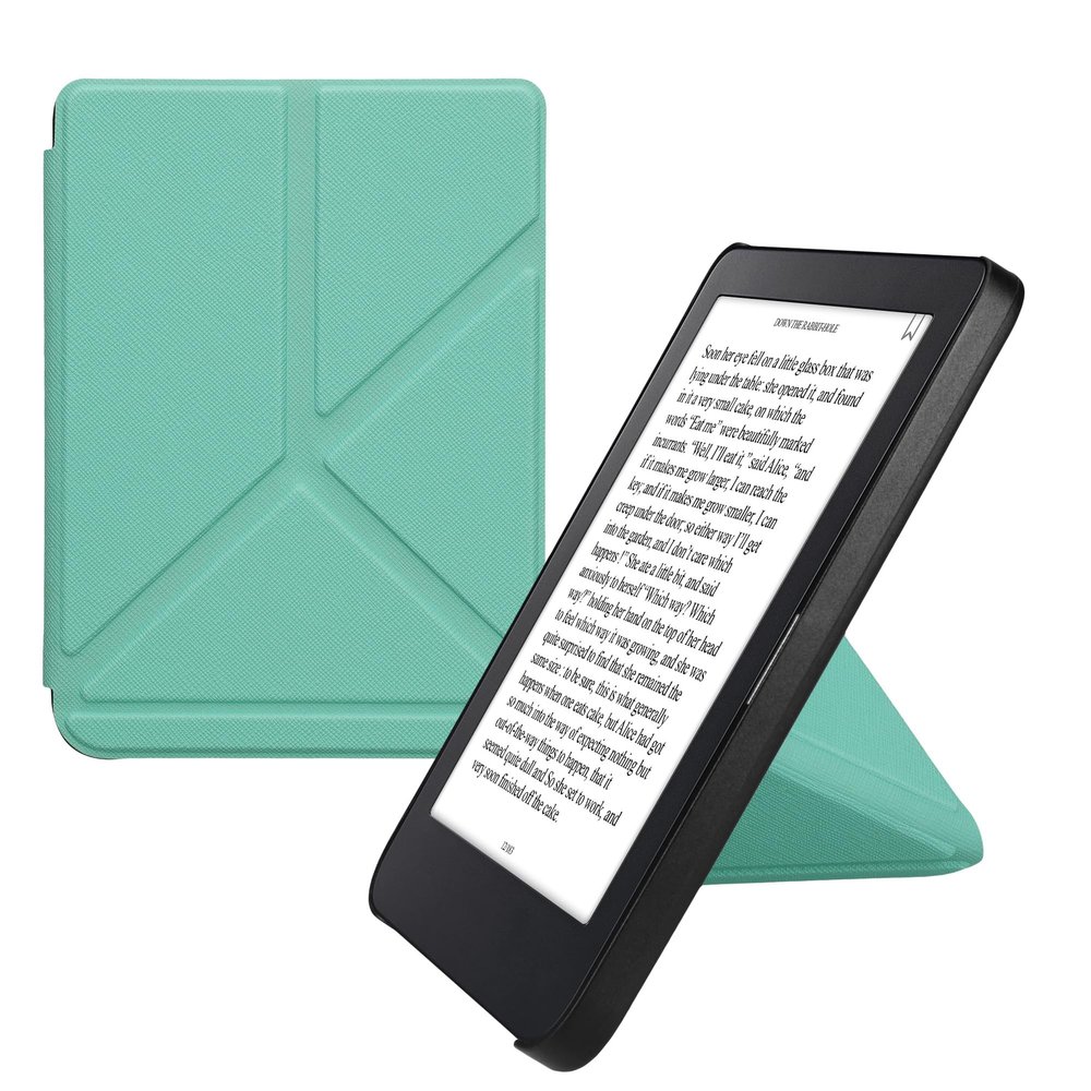 kwmobile Origami Case Compatible with Kobo Clara 2E / Tolino Shine 4 Case - Slim PU Leather Cover with Stand - Mint