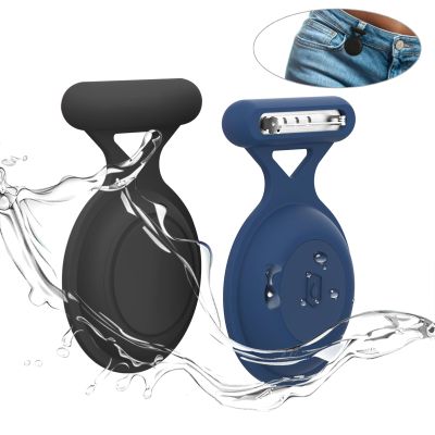 Aircawin for AirTag Holder Case with Brooch Pin,2 Packs Waterproof Hidden AirTag Case for Kids,Item Locator,Anti Lost GPS Tracker Item Finder for Child/Kids/Elderly/Clothing-Black+Blue