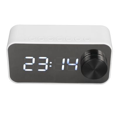 ASHATA Alarm Clock Radio with Bluetooth Speaker, Dual Alarm Digital Clocks Bedside with FM Radio, Built in Speaker, Temperature Display, Voice Broadcast, Support AUX Card (White)