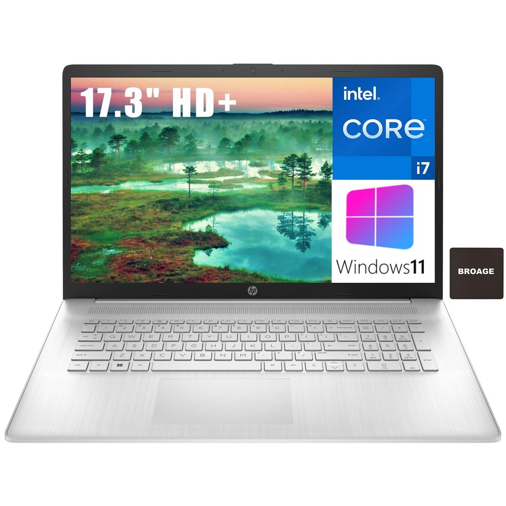 HP 17 17.3" HD+ Laptop Computer, 12th Gen Intel 10-Core i7-1255U up to 4.7GHz, 64GB DDR4 RAM, 2TB PCIe SSD, 802.11AC WiFi, Bluetooth 5.0, Natural Silver, Windows 11 Home, Zivcul
