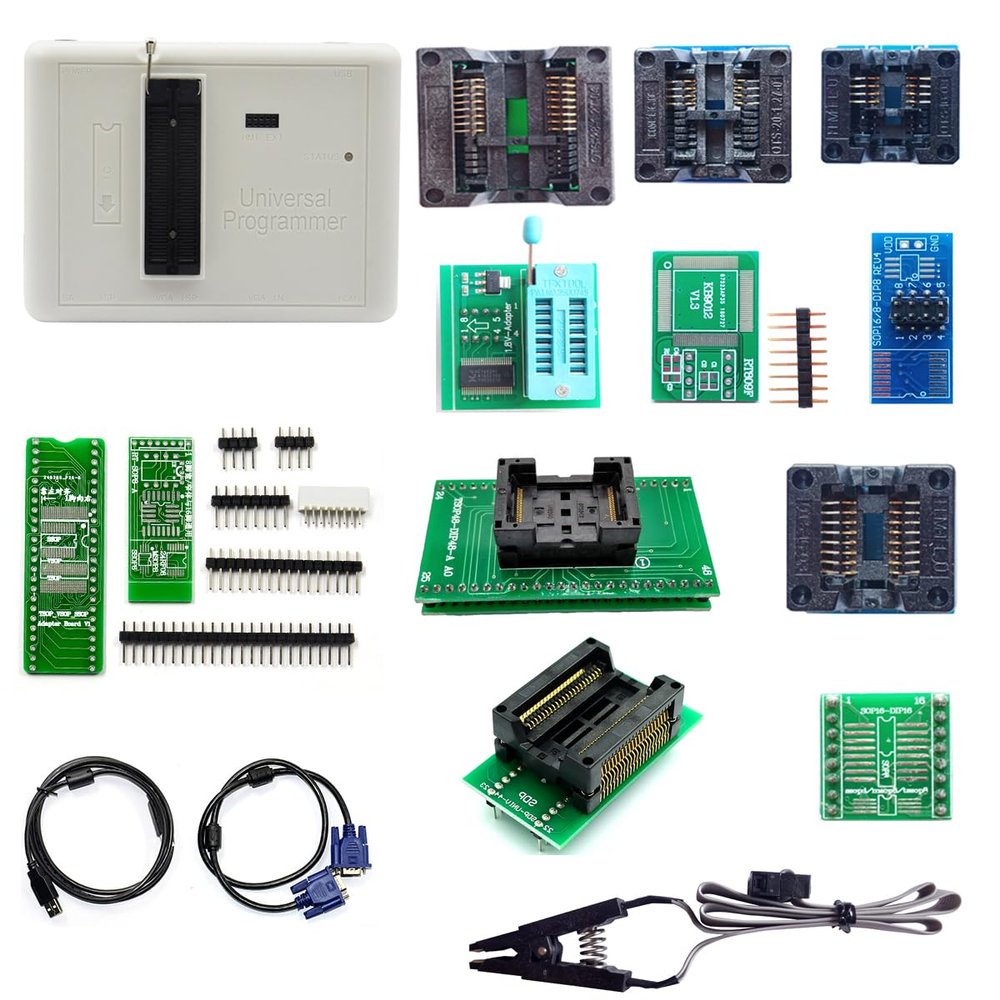 RT809H Programmer 10 Adapters EMMC-Nand Flash Extremely Fast Universal Chip Programmer Kit IC eprom Adapters with Cables ISP Cables TSOP48 TSOP56 CAR/DVD/TV