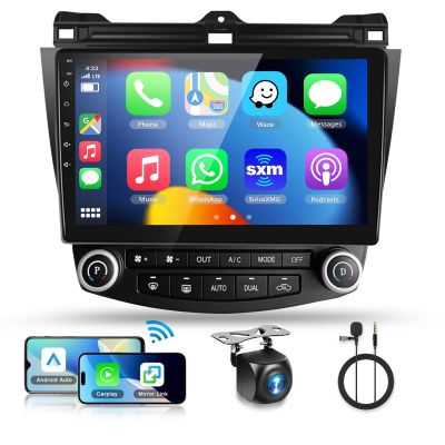 Car Radio for Honda Accord 7th 2003-2007[2+32G] Android13 Wireless Carplay Android Auto, 10.1 Inch Touch Screen Bluetooth Car Stereo,GPS Navigation, WiFi, FM Radio, SWC Backup Camera DSP