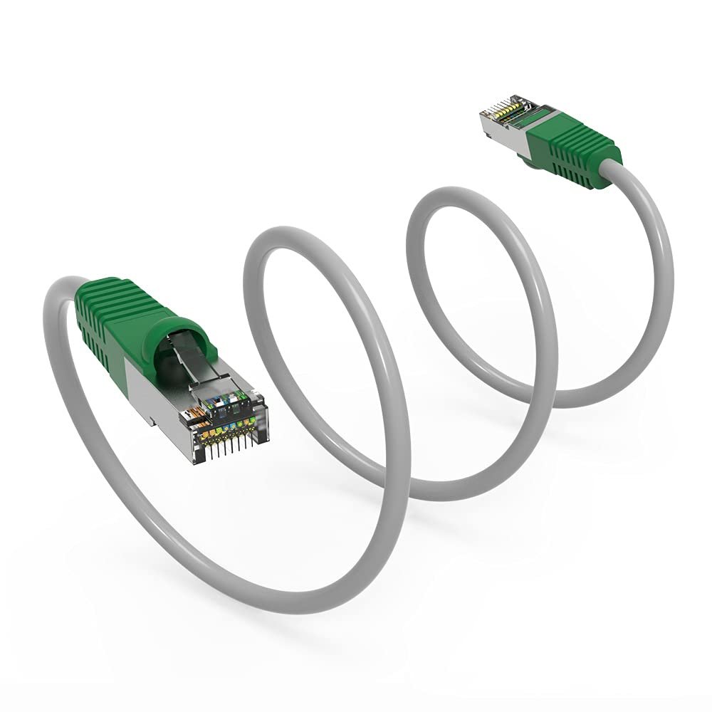7Ft Cat.6 Shielded Crossover Cable Gray Wire/Green Boot