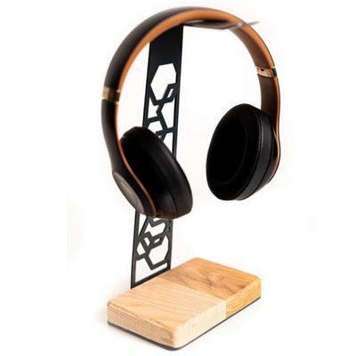 EWART WOODS Headphone Stand, Metal Headset Hanger Multi-Functional Gaming accessories, Gamer Earphones Holder, Minimalistic Headphones Organiser for Gamers, Gaming Setup accessories(Hexagon, Grey)
