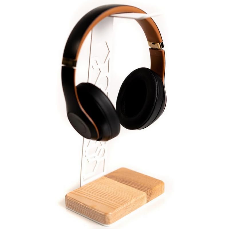 EWART WOODS Headphone Stand, Metal Headset Hanger Multi-Functional Gaming accessories, Gamer Earphones Holder, Minimalistic Headphones Organiser for Gamers, Gaming Setup accessories (Hexagon,White)
