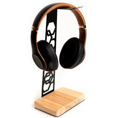 EWART WOODS Headphone Stand, Metal Headset Hanger Multi-Functional Gaming accessories, Gamer Earphones Holder, Minimalistic Headphones Organiser for Gamers, Gaming Setup accessories (Hexagon,Black)