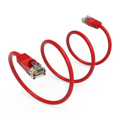 100Ft Cat5E UTP Ethernet Network Booted Cable Red