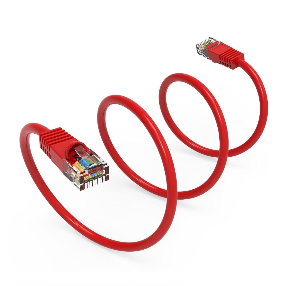 100Ft Cat5E UTP Ethernet Network Booted Cable Red