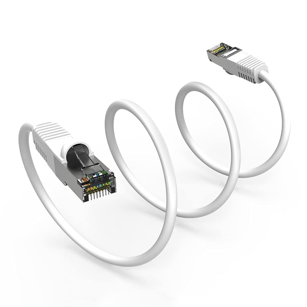 10Ft Cat5E Shielded (FTP) Ethernet Network Booted Cable White