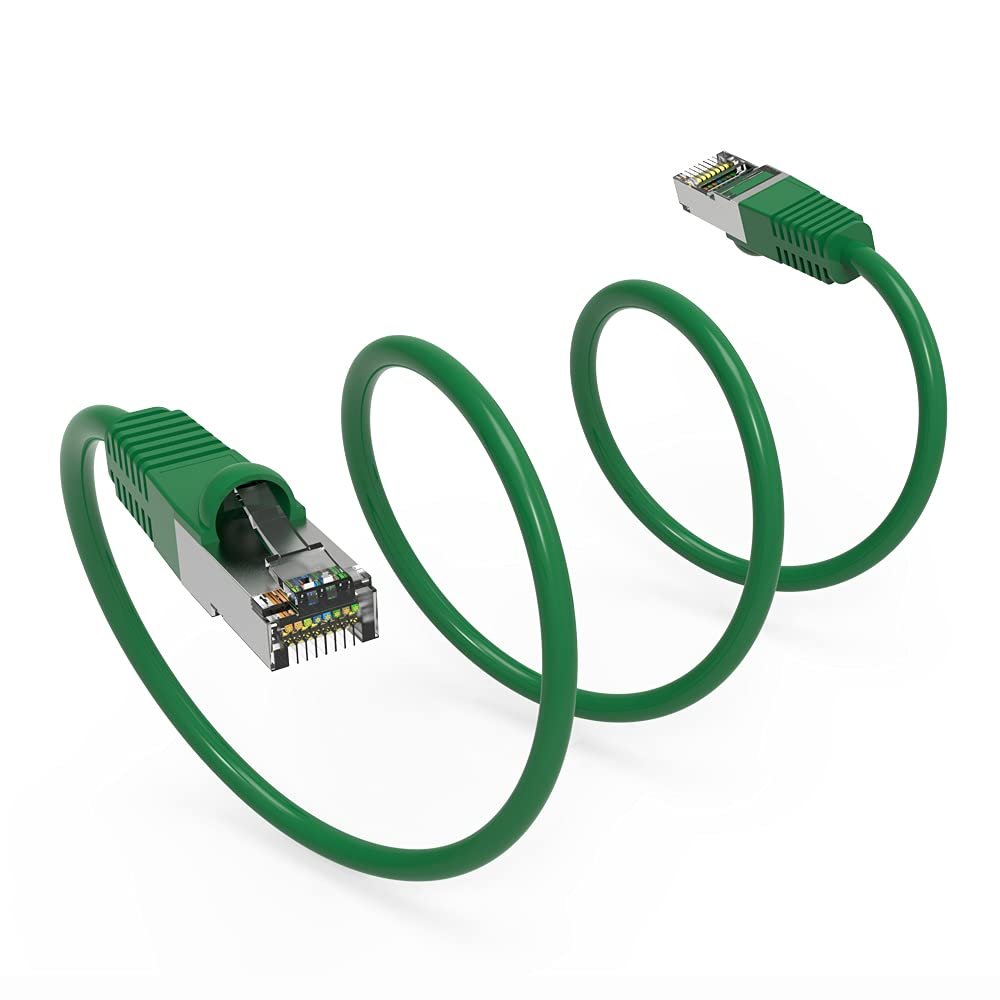 10Ft Cat5E Shielded (FTP) Ethernet Network Booted Cable Green