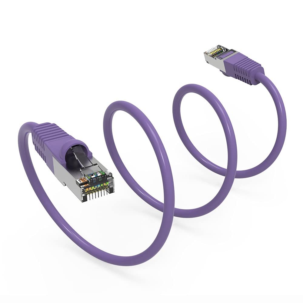 0.5Ft Cat6 Shielded (SSTP) Ethernet Network Booted Cable Purple