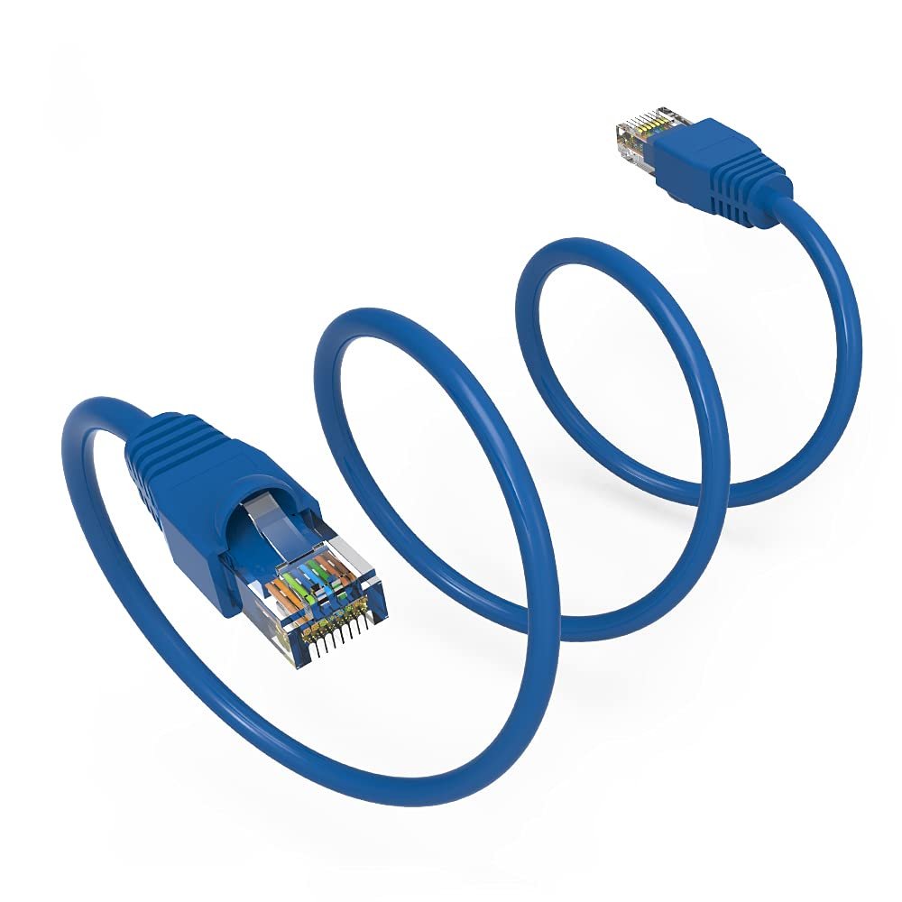 100Ft Cat6A UTP Ethernet Network Booted Cable Blue