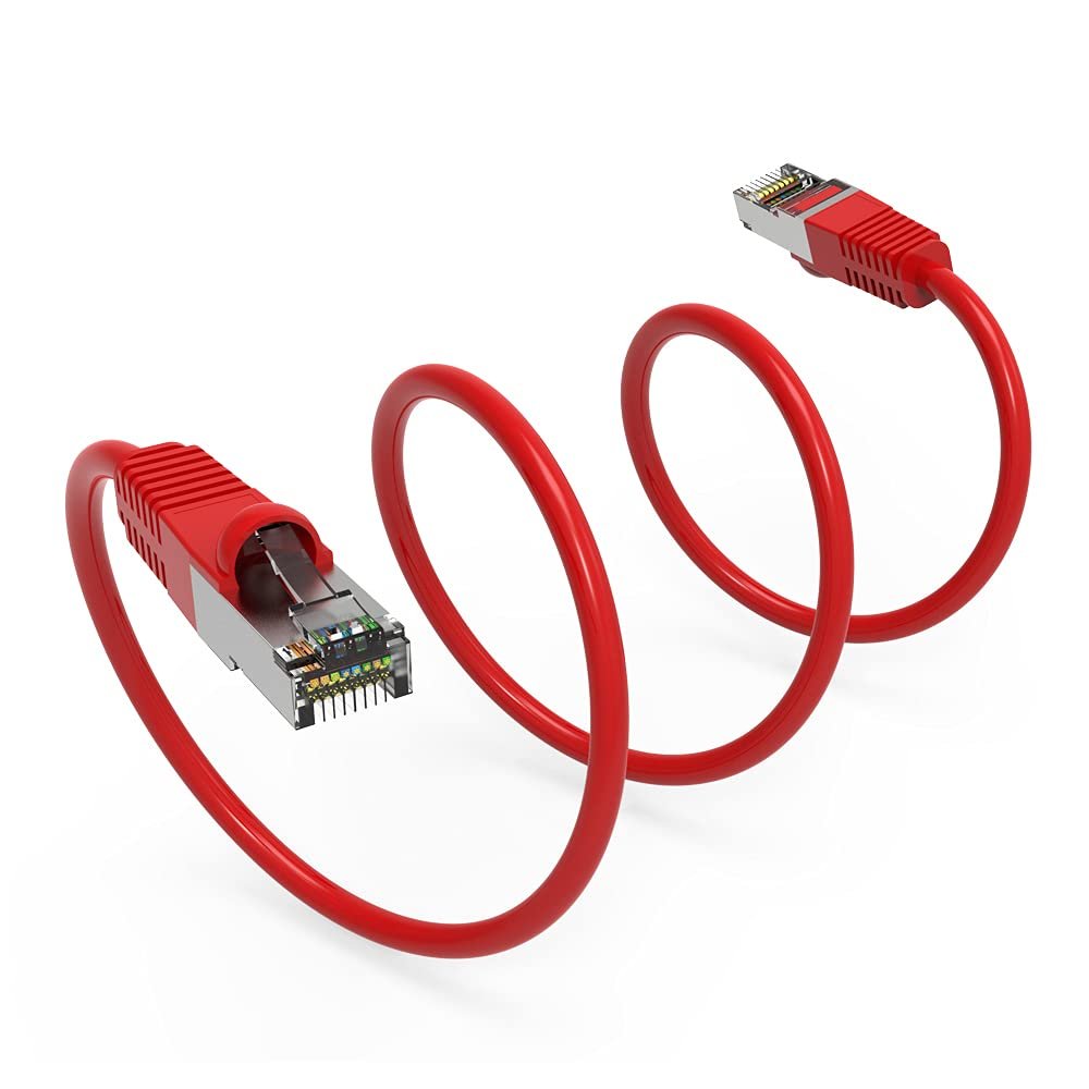 0.5Ft Cat6 Shielded (SSTP) Ethernet Network Booted Cable Red