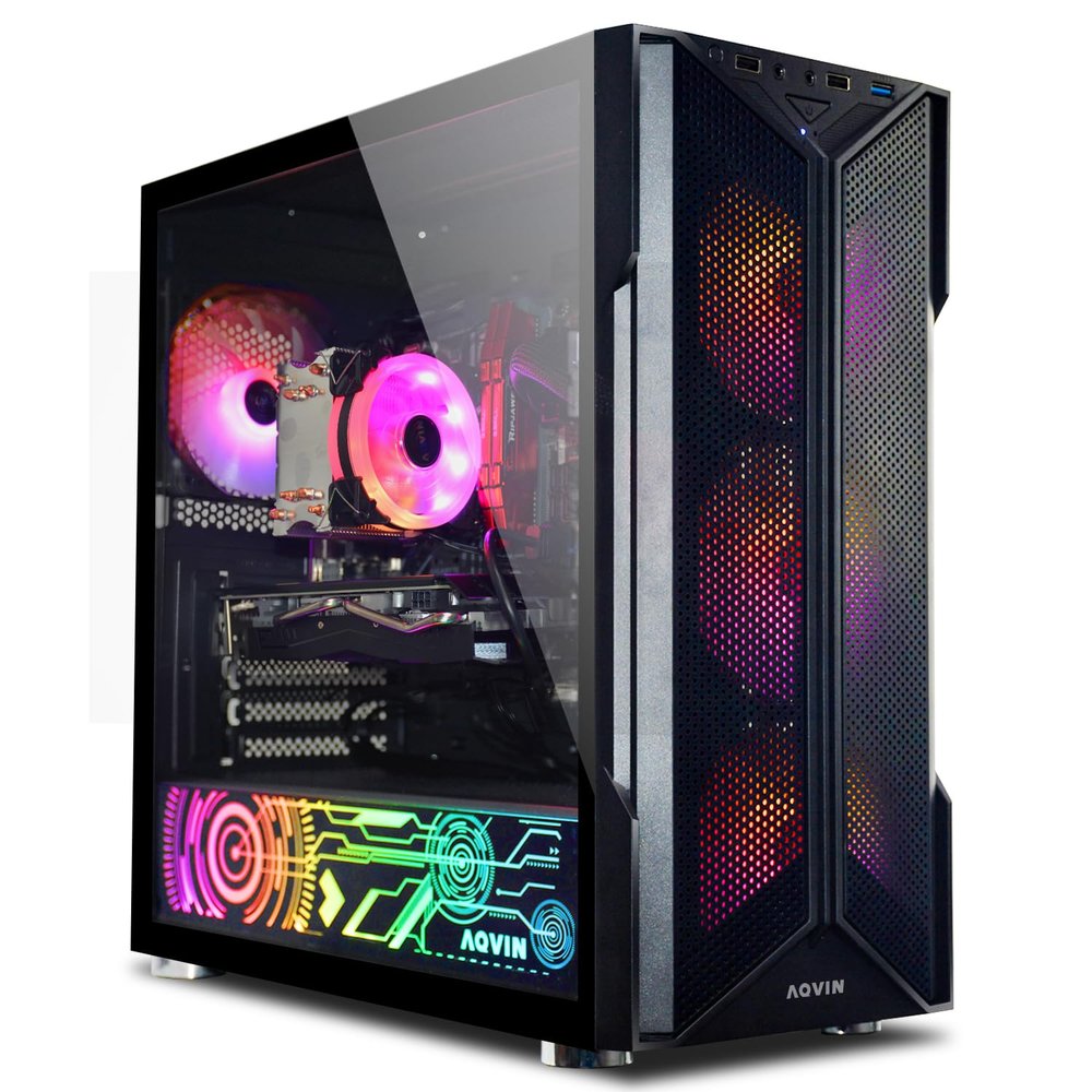 AQVIN Gaming Tower Desktop PC - Intel Quad Core i7 Processor Up to 4.6Ghz, Gaming GeForce RTX 4060 8GB GDDR6, 1TB SSD 32GB RAM DDR4, WiFi Ready, HDMI, RGB Keyboard Mouse, Windows 11 Pro