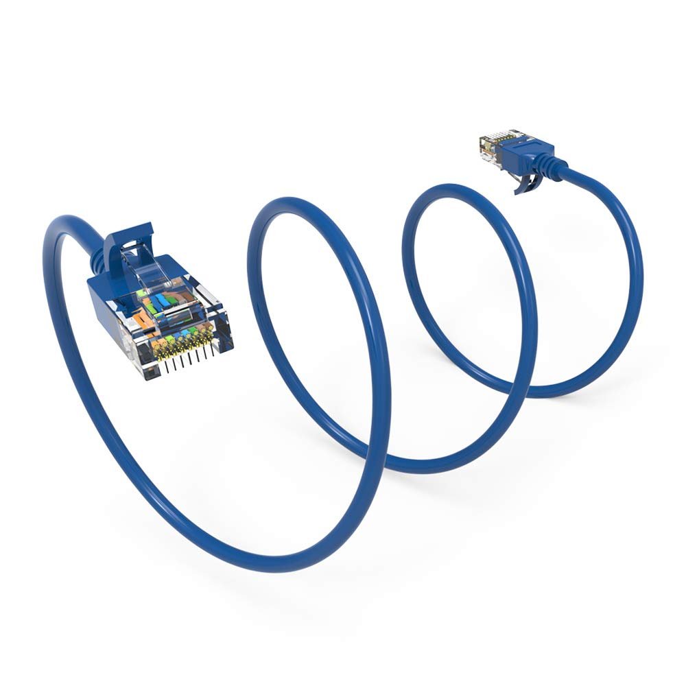 0.5Ft Cat6A UTP Slim Ethernet Network Booted Cable 28AWG Blue