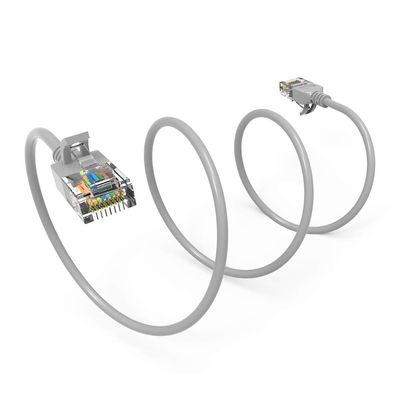 0.5Ft Cat6A UTP Slim Ethernet Network Booted Cable 28AWG Gray