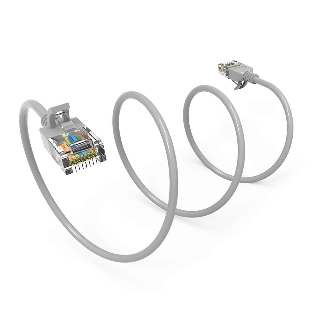 0.5Ft Cat6A UTP Slim Ethernet Network Booted Cable 28AWG Gray