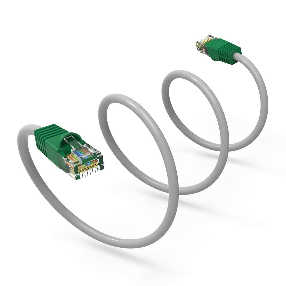 7Ft Cat.6 Crossover Cable Gray Wire/Green Boot