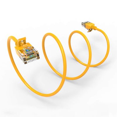 0.5Ft Cat6A UTP Slim Ethernet Network Booted Cable 28AWG Yellow