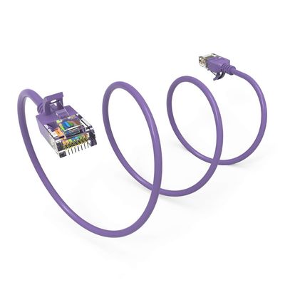 1.5Ft Cat6A UTP Slim Ethernet Network Booted Cable 28AWG Purple