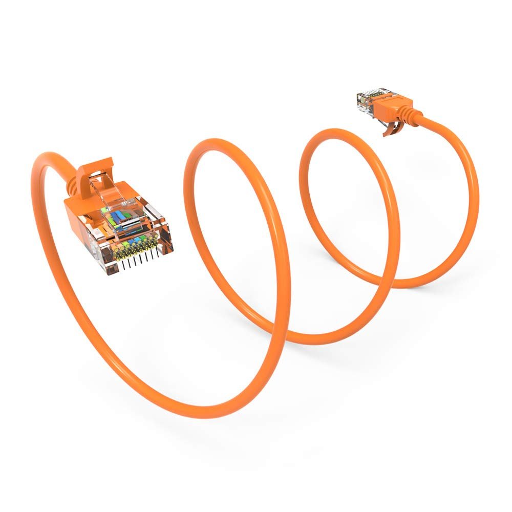 0.5Ft Cat6A UTP Slim Ethernet Network Booted Cable 28AWG Orange
