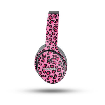MightySkins Glossy Glitter Skin Compatible with Bose QuietComfort 35 II Headphones - Pink Leopard | Protective, Durable High-Gloss Glitter Finish | Easy to Apply