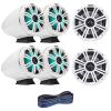 Kicker KMFC 6.5" 195 Watt Max Power Flat Mount Coaxial White Marine Loaded Tower Speakers w/ MultiColor LEDs (2 Pair), 6.5" 195W Max OEM Replacement White Boat Speakers (Pair), Speaker Wire