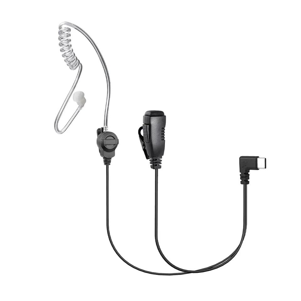 VOICEPING PTT Earpiece USB C - Earbuds with PTT Button and Mic (for Teams, Zello, and Other Walkie Talkie Apps on Android/iOS Smartphones)