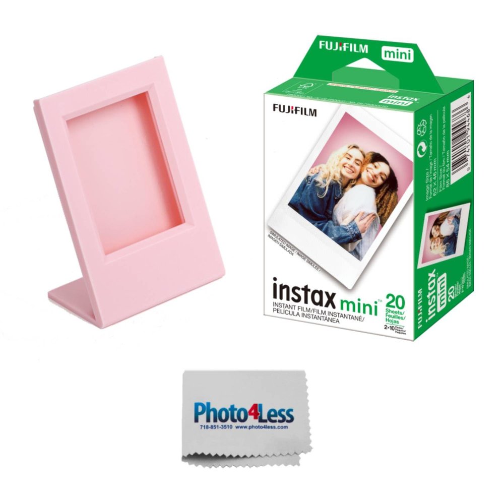 Fujifilm Instax Mini Twin Pack Instant Film Bundle with Frame for Instax Mini Prints (20 Sheets)
