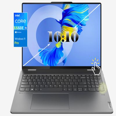 Lenovo Yoga 7I 16" WUXGA 16:10 2-in-1 Touchscreen Laptop, Intel Core I5-1335U, 2xThunderbolt, Fingerprint Reader, Backlit KB, Wi-Fi 6E, Storm Grey, Win 11 Pro(8GB RAM | 512GB SSD +Pro)